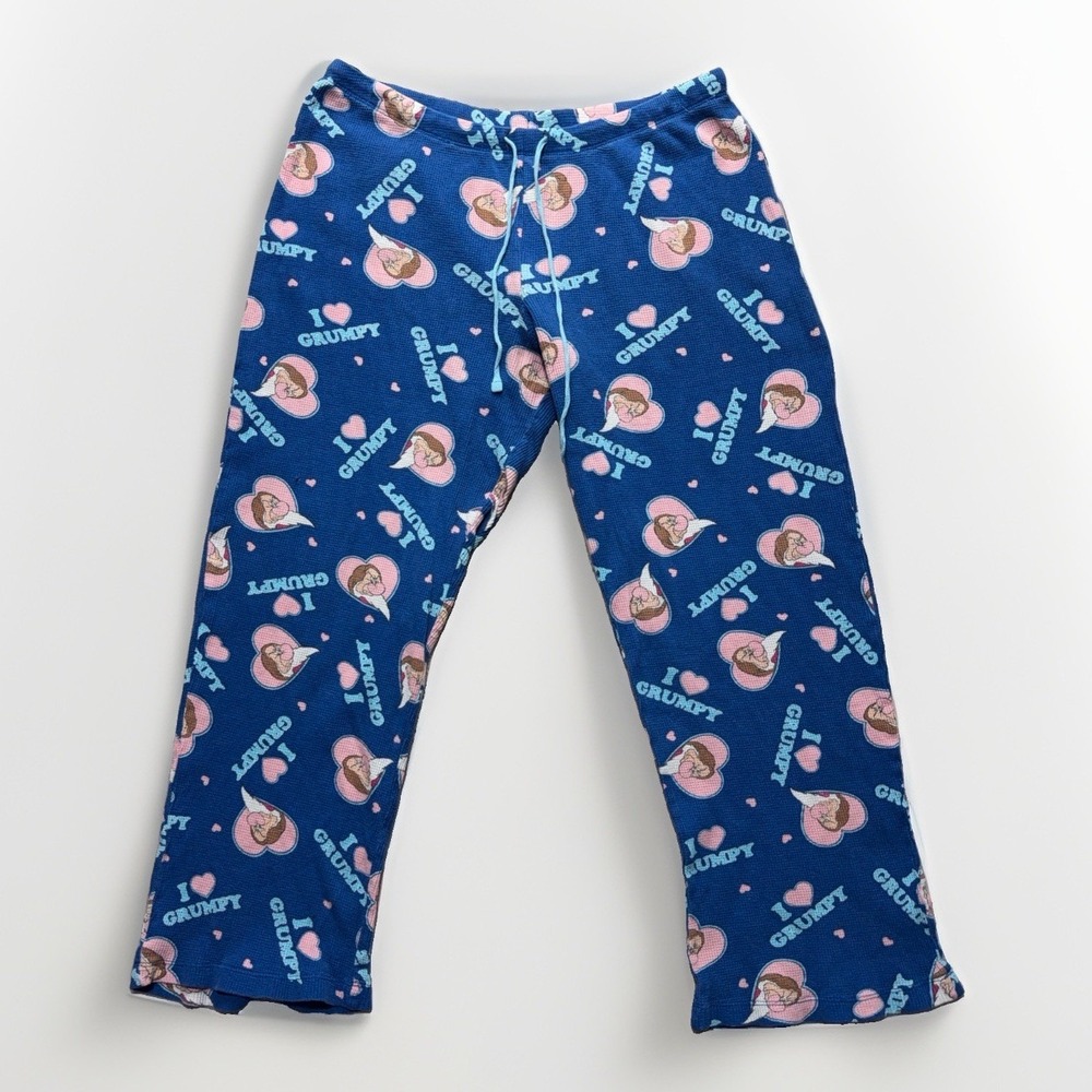 Disney Pajama Lounge Pants Women L Drawstring Snow White Dwarfs Sleepwear Knit - Picture 1 of 11